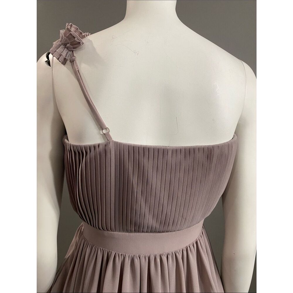 MM Couture One-Shoulder Pleated Chiffon Dress in Mauve Size XS - Picture 6 of 11